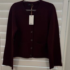Quince Mongolian Cashmere Structured Cardigan Rich Burgundy